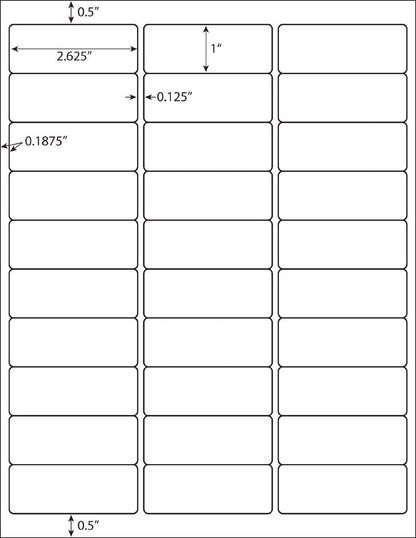 Address Labels 1" x 2-5/8" 99 pages -- 2970 Labels Sticker Paper for Laser/Ink Jet Printer