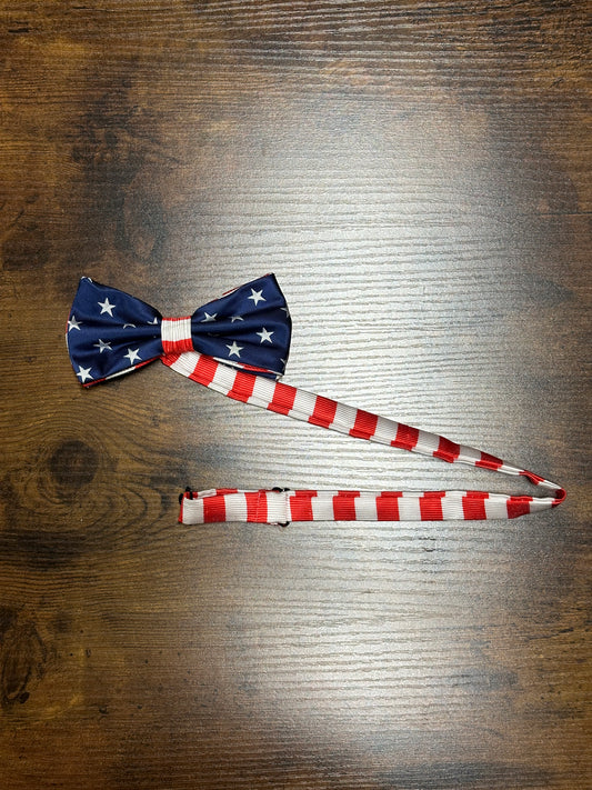 American Flag Stars and stripes adjustable bowtie bow tie USA 4th of july merica