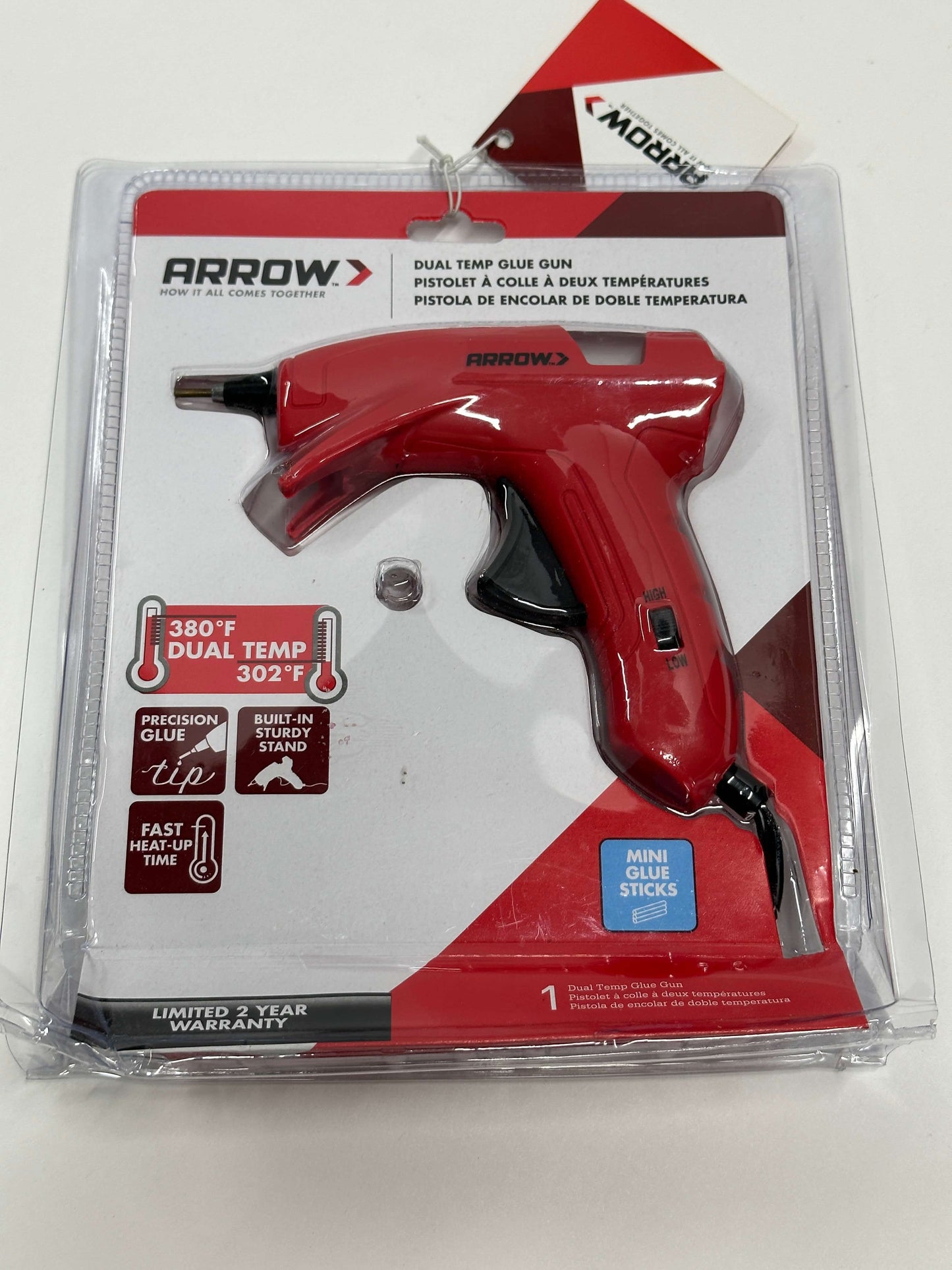 Arrow Fastener Glue Gun Dual Temp Light Weight Drip Resistant Precision Tip