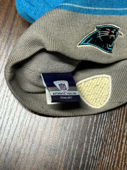 Beanie Carolina Panthers Reebok Authentic Sideline OS Blue Grey White winter hat