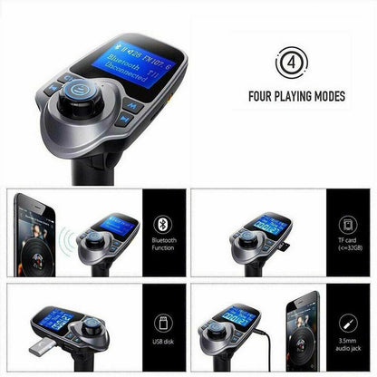 Car Kit Bluetooth FM Transmitter Wireless Adapter Charger Audio Streaming USB