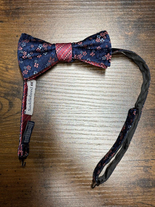 Bowtie bow tie saddlebred adjustable pink blue floral flowers formal pre-tied