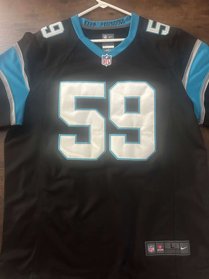 Carolina Panthers Jersey Black Nike On Field Luke Kuechly #59 NFL Men's Large