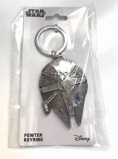 Disney Star Wars Millennium Falcon Pewter Key Ring Keychain Han Solo