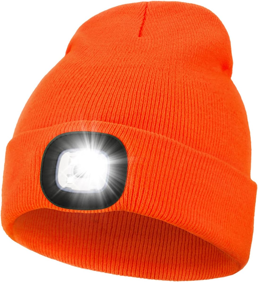 Unisex LED Beanie with Light USB Rechargeable Hands Free LED Headlamp Hat Knit