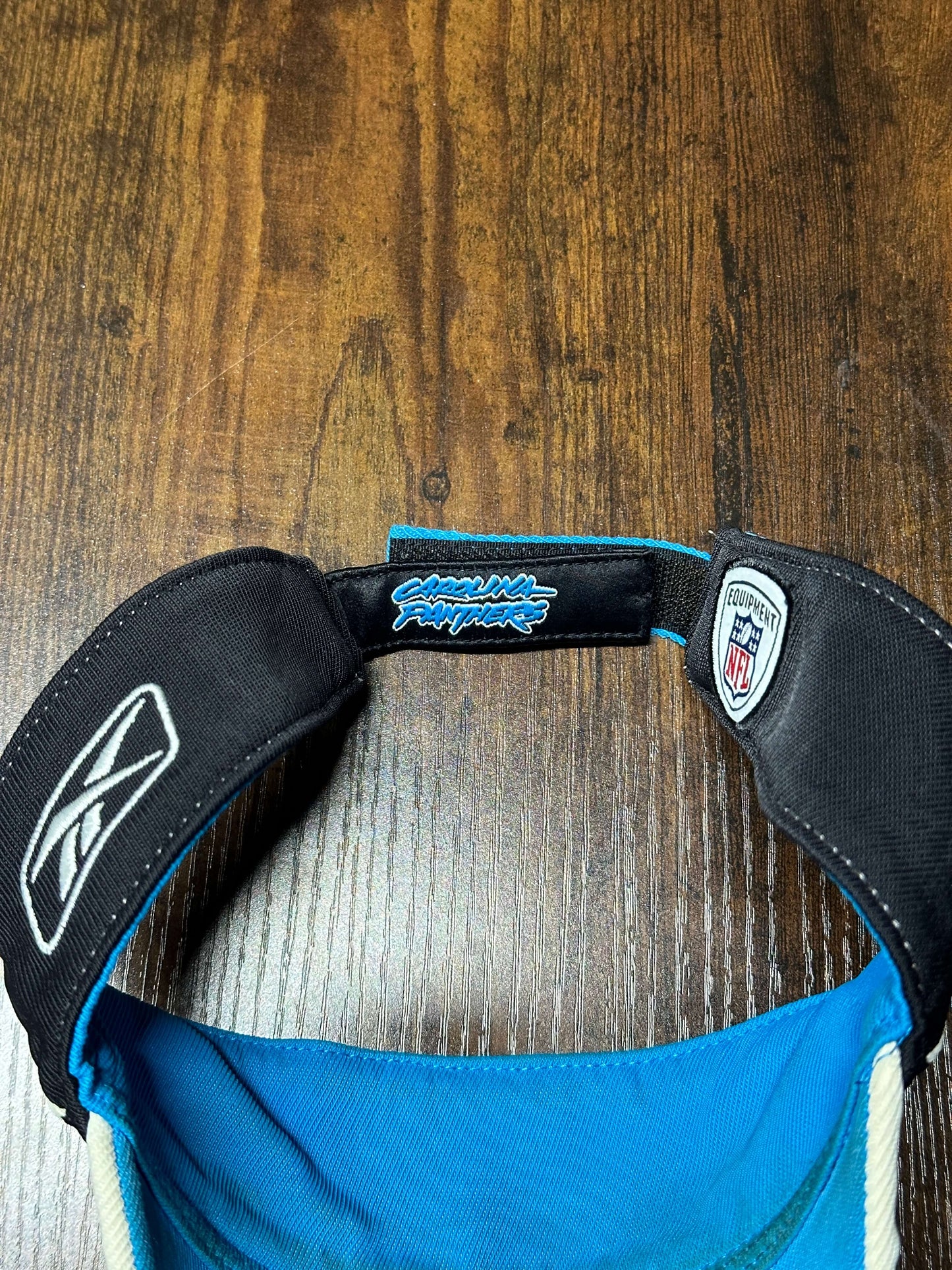 Vintage Carolina Panthers visor Adjustable Reebok Authentic Sideline Black Blue