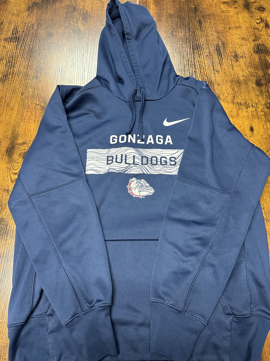 nike dri-fit gonzaga bulldogs men's large pullover hoodie sweatshirt 100% poly